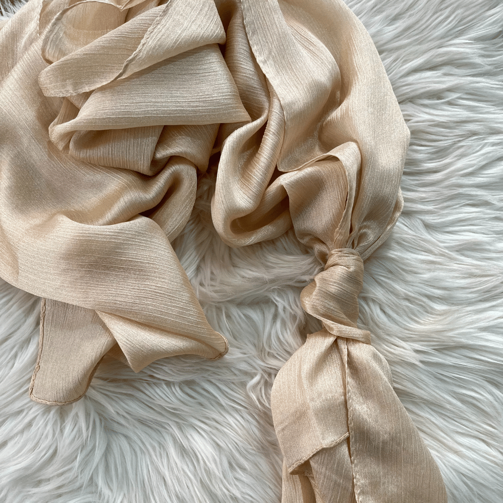Crinkle Silk Hijab - Rose Gold