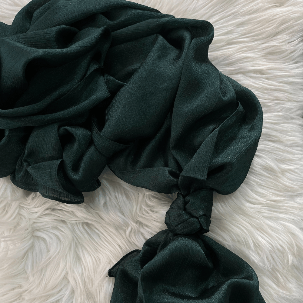 Crinkle Silk Hijab - Bottle Green