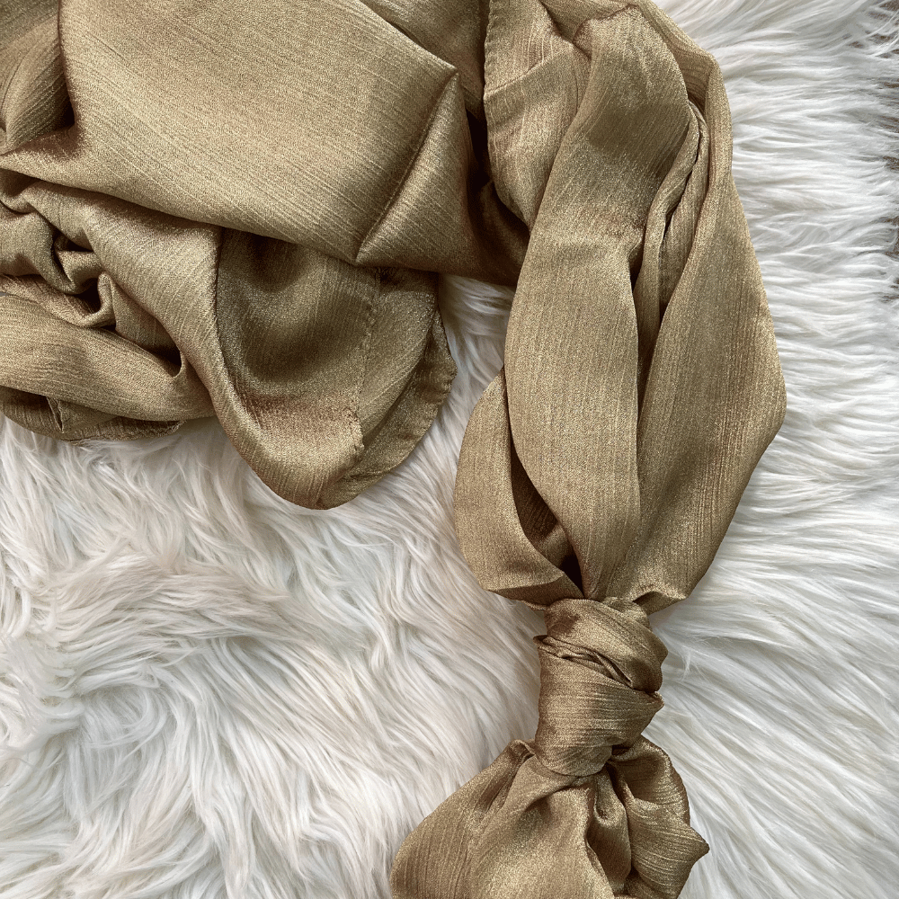 Crinkle Silk Hijab - Honey Gold