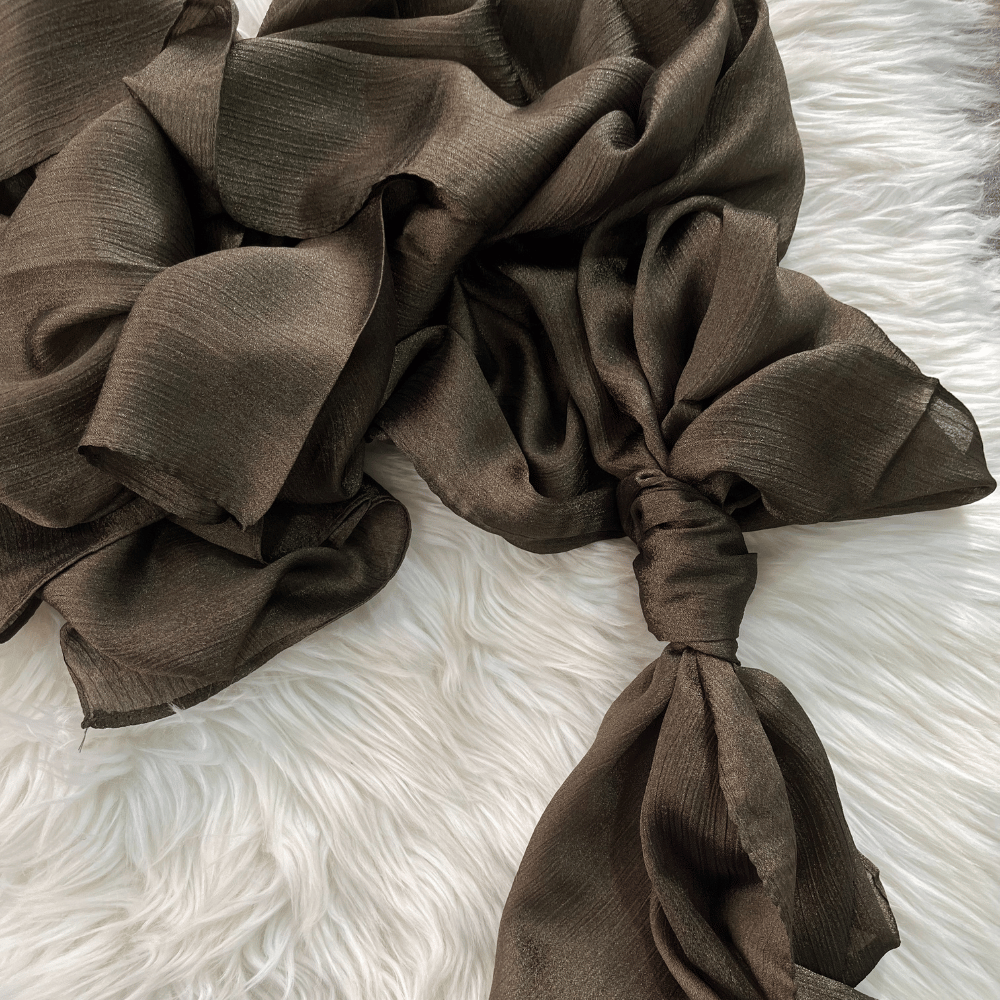 Crinkle Silk Hijab - Mehndi Green