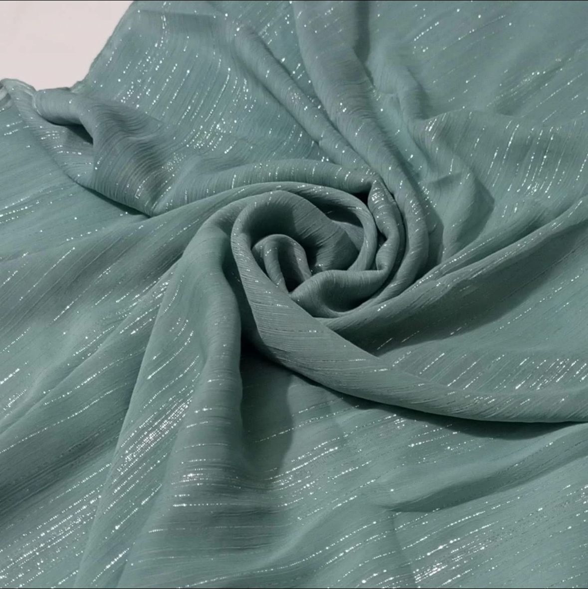 Shimmer Georgete Hijab - Aqua Green