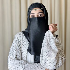 Silk Hijab And Niqab Set - Black