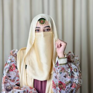 Silk Hijab And Niqab Set - Bright Gold