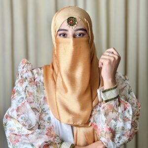 Silk Hijab And Niqab Set - Metallic Gold