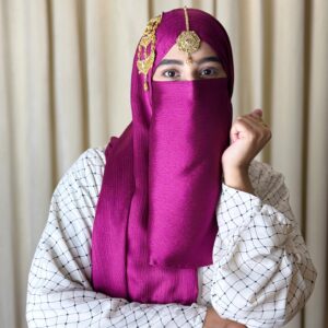 Silk Hijab And Niqab Set - Shocking Pink
