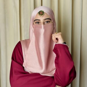 Silk Hijab And Niqab Set - Tea Pink