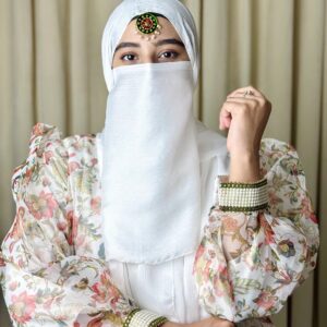 Silk Hijab And Niqab Set - White
