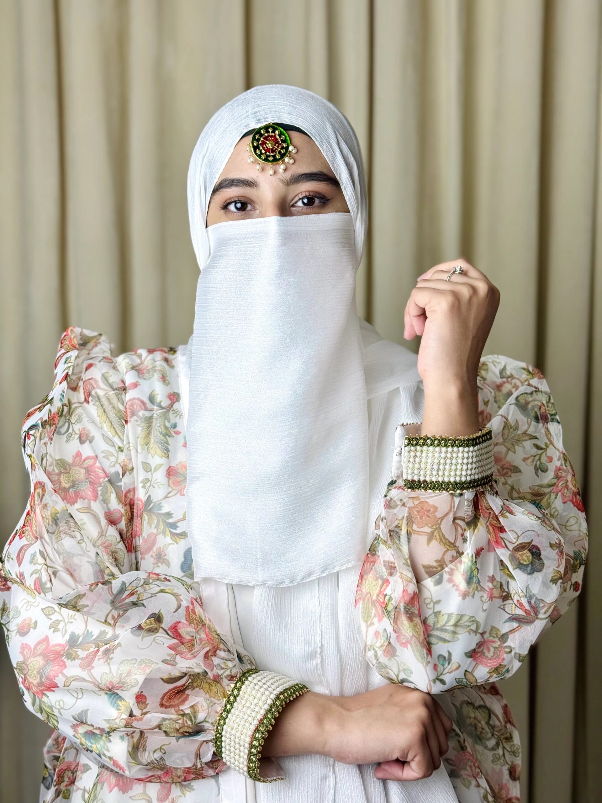 Silk Hijab And Niqab Set - White