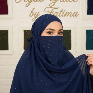 Moonlight Georgette Hijab & Naqab Navy Blue